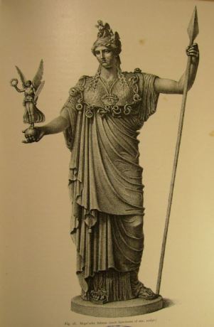 Athena Parthenos, reconstitution par A. Fürtwangler, publiée dans Die Meister der griechischen Plastik, 1893.