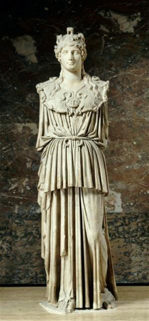 Athena Parthenos, oeuvre romaine d'époque Impériale, collection Borghèse, Musée du Louvre. (Source Image : rmn.fr). 